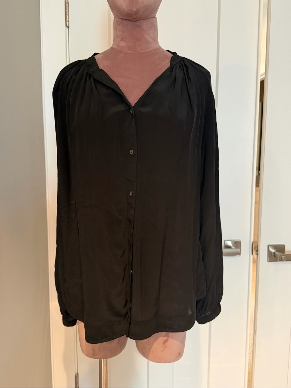All Saints, Black Women's Long-Sleeve Button Front Blouse